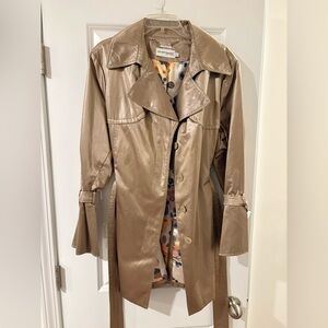 Hilary Radley Metallic Beige Belted Jacket Size 2X